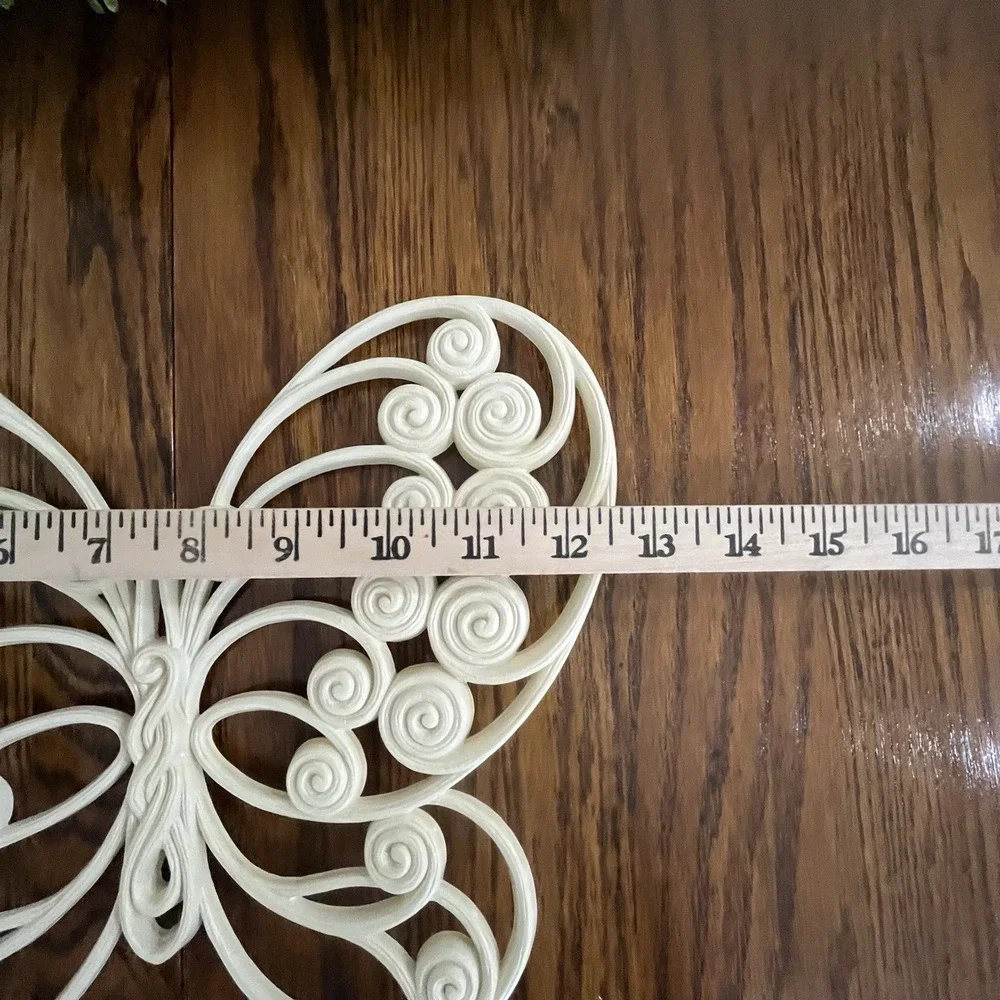 Vtg 1976 Burwood Off-White Butterfly Pair Wall Decor #1629 Hanging Set 12 ½